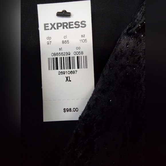Express Black Velvet Floral Long Sleeve Blouse Size XL NWT - Picture 4 of 12